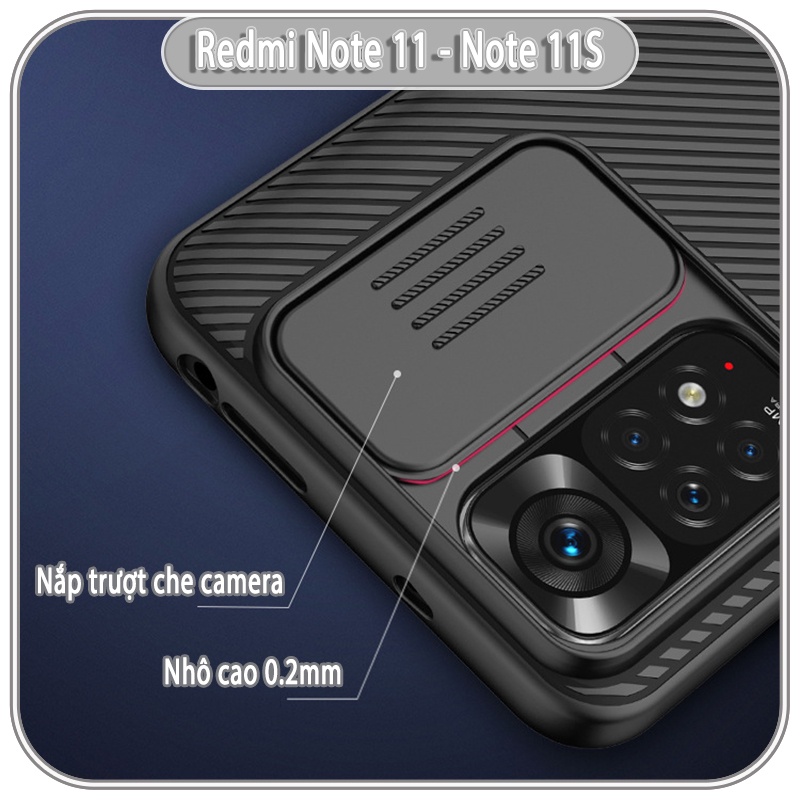 Ốp lưng cho Xiaomi Redmi Note 11 - Note 11S Nillkin CamShield che camera - hàng nhập khẩu