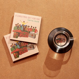 Bộ 2 Lót ly Hình Đĩa Than Giáng sinh A Christmas Gift for you From Phil Spector - CS034