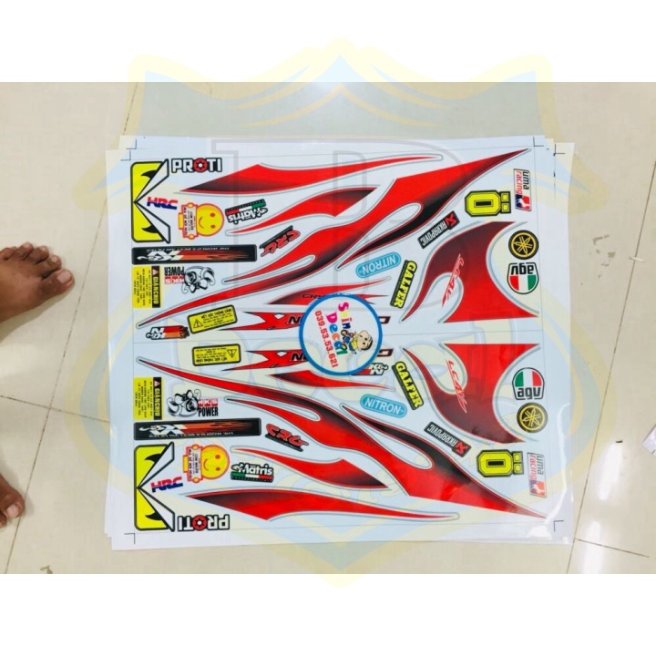 ( Quí khách vui lòng mang ra tiệm cho thợ dán ) Tem exciter 2010 lửa trắng xanh ngọc