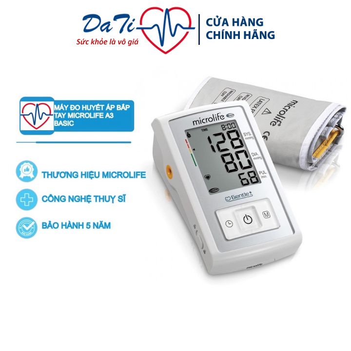 Máy Đo Huyết Áp Bắp Tay MICROLIFE A3 BASIC Cảnh Báo Rối Loạn Nhịp Tim Với Công Nghệ PAD - DATI_MEDICAL