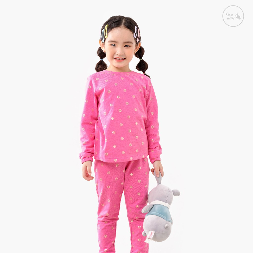 [Made in Vietnam] Bộ dài tay bé gái BIGFOX - MISS MEOW size đại, bộ thu đông cho bé chất cotton in Hồng Sen 2-7 tuổi