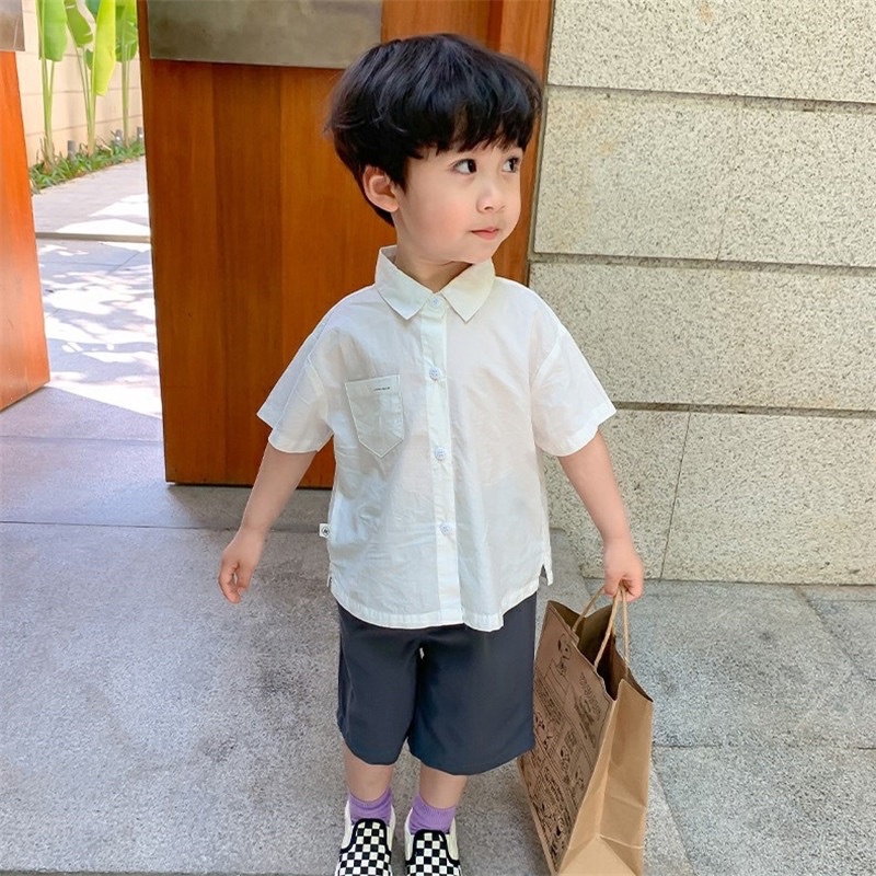 Áo sơ mi cộc tay basic bé trai-MS120