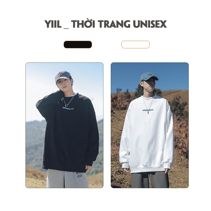 Áo sweater nam nữ unisex nỉ bông in chữ ABDH form rộng hoodie không cổ basic phong cách Hàn Quốc YiiL SW02
