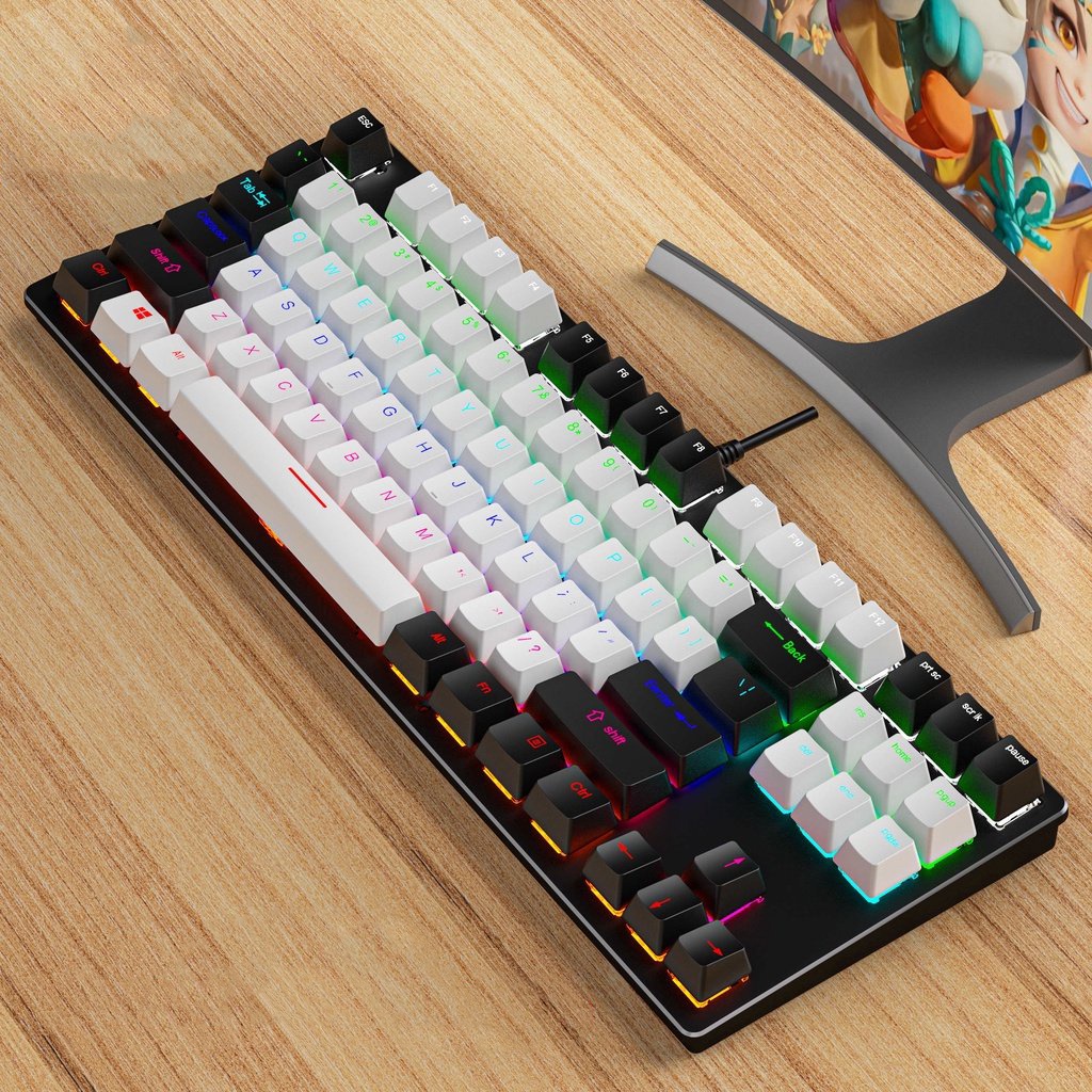 Bàn phím cơ K550 blue switch full led RGB 87 phím tiêu chuẩn hỗ trợ chơi game phù hợp với mọi thiết bị