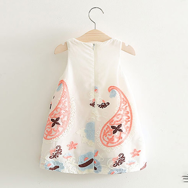 Đầm Sát Nách Thêu Họa Tiết Xinh Xắn Cho Bé Gái