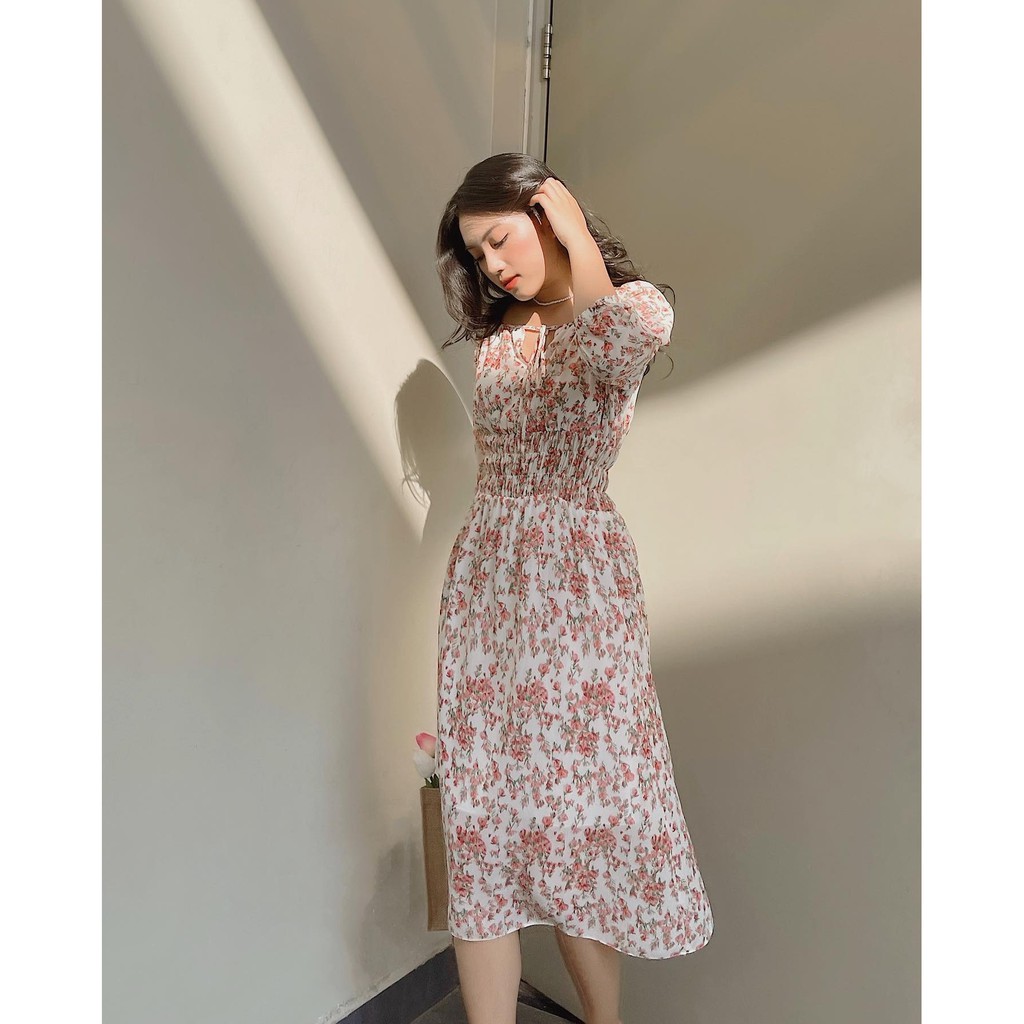 Đầm hoa bo chun Camellia Dress