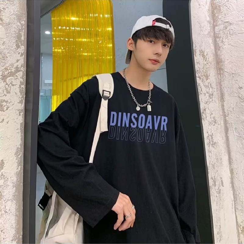 Áo Thun Tay Dài Dáng Rộng In Chữ Phong Cách Hip Hop Đường Phố Hàn Quốc Thời Trang Cho Nam Và Nữ size M-5XL