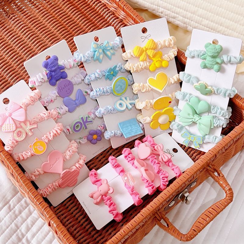 Mới Set 5 Dây Buộc Tóc In Hoa Màu Sắc Ngọt Ngào Thời Trang Cho Nữ