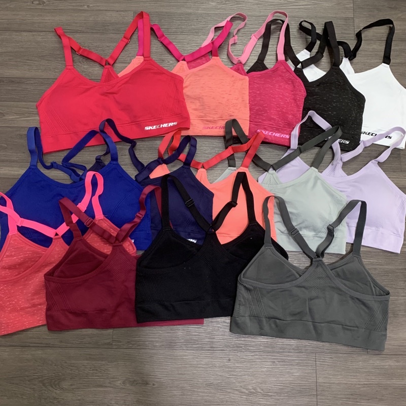 Áo Bra tập Gym Yoga nữ Skechers cao cấp xuất xịn, vải dệt kim mềm mịn co dãn tốt