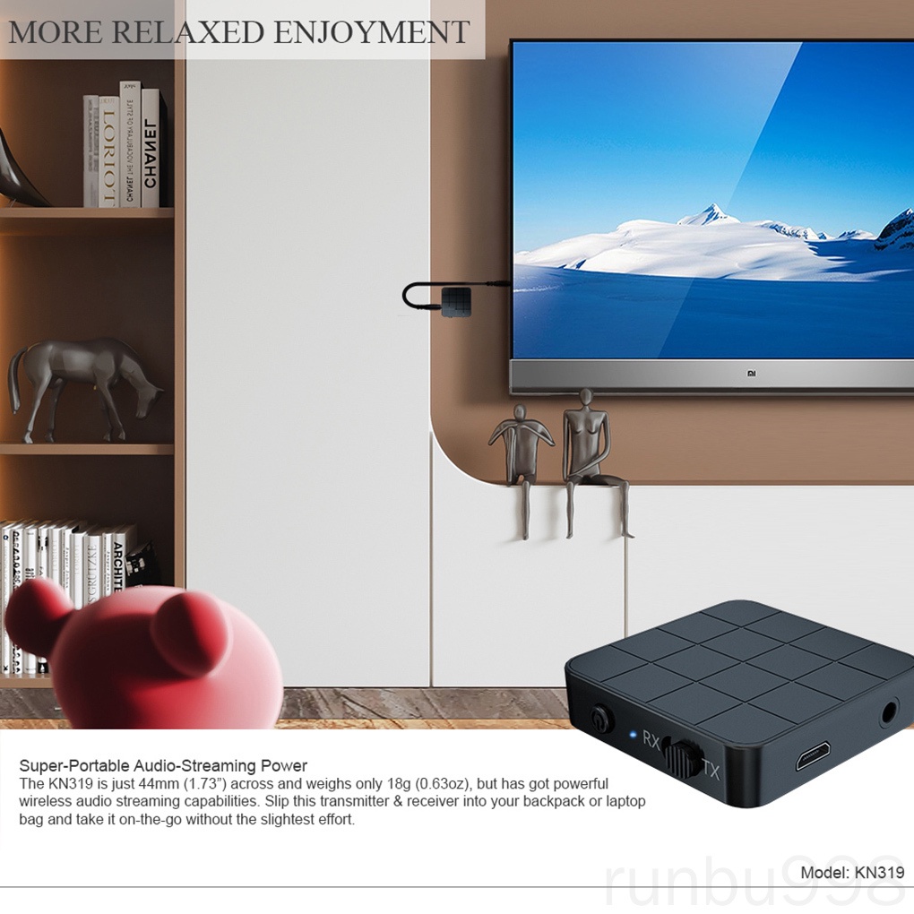 Bộ chuyển đổi âm thanh bluetooth 5.0 2 trong 1 jack 3.5mm AUX RCA cho loa TV