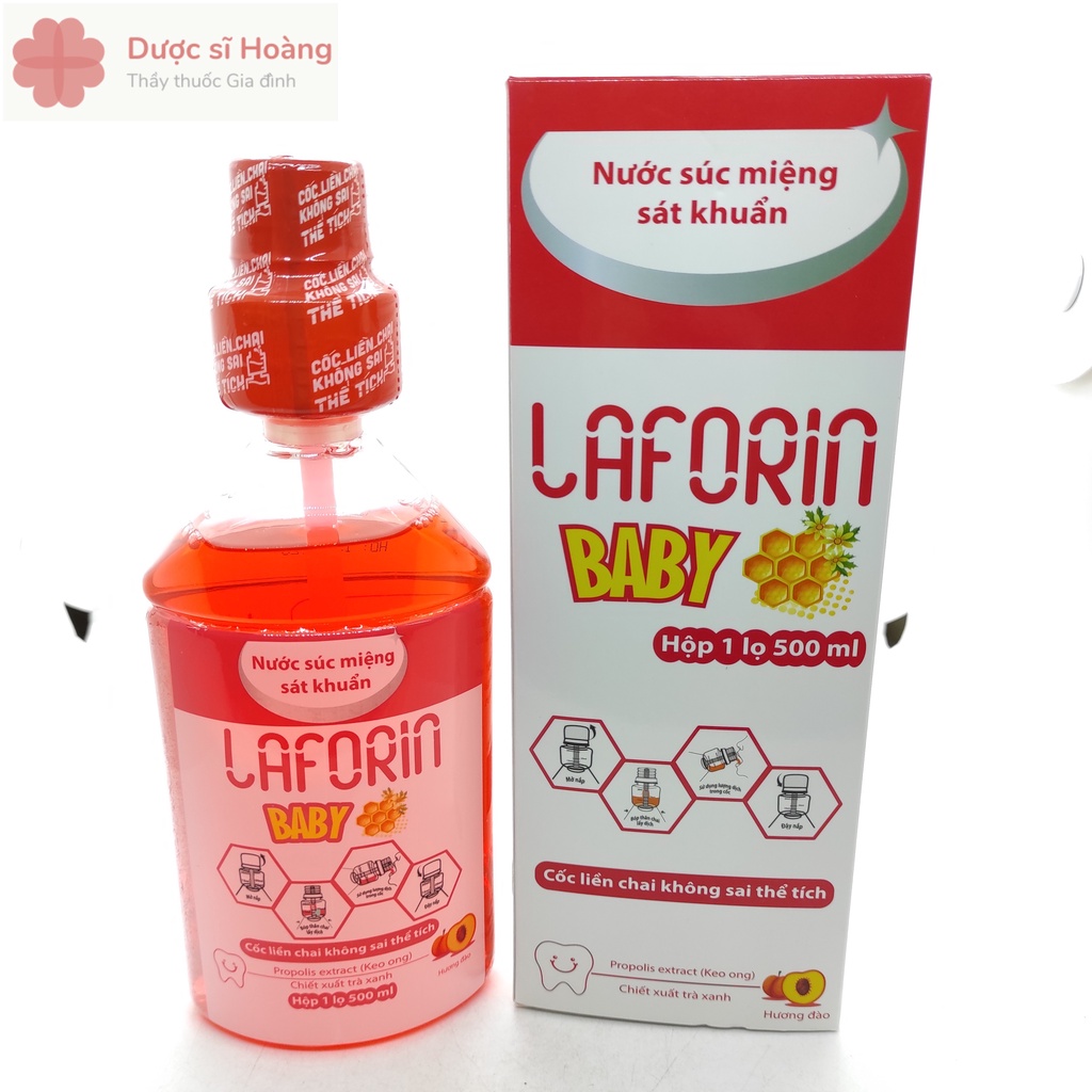 Nước Súc Miệng Sát Khuẩn Trẻ Em LAFORIN Baby 500ML Hương Đào Hương Ổi