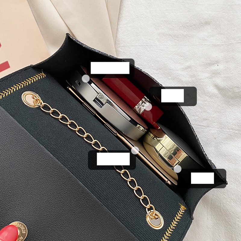 Túi IELGY đeo vai/ đeo chéo di động dáng vuông đính kim sa nhám phối tua rua thời trang Hàn Quốc