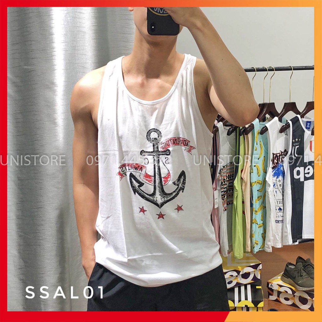 Áo sát nách nam tập gym chất cotton có size 100KG SSAL01