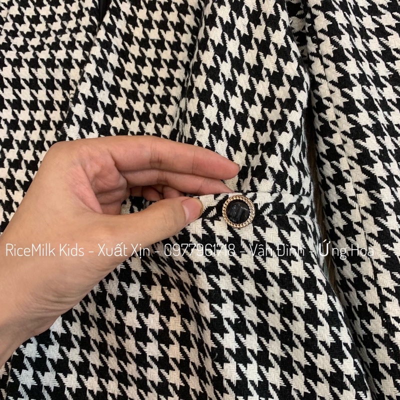 Áo dạ kẻ đen Zara xuất dư xịn cho nữ