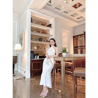 Đầm lụa cổ yếm sang trọng BYHUONG
