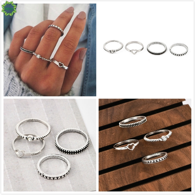Set 4 Nhẫn Nữ Thời Trang Boho