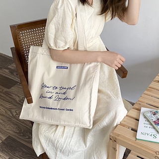 Túi tote vải Cavans thêu chữ How To Travel