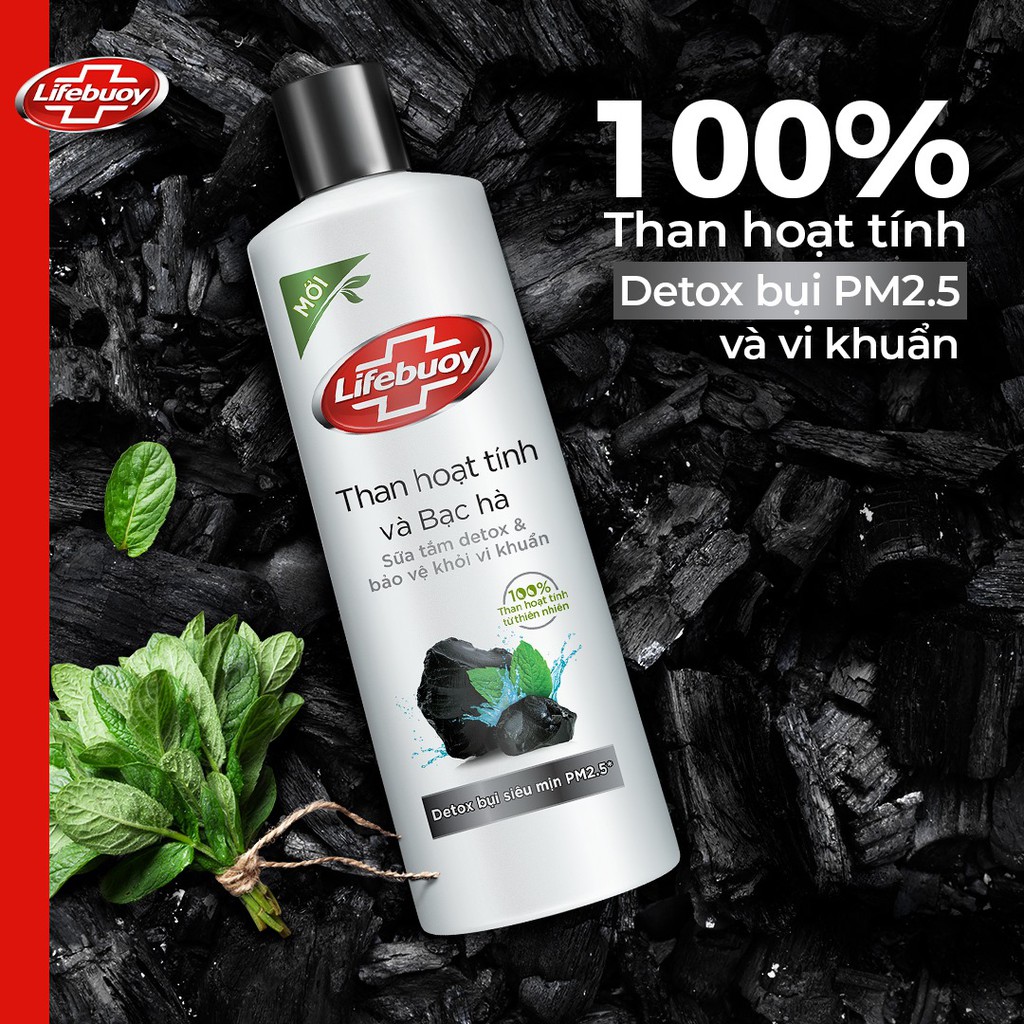 Sữa Tắm Detox Lifebuoy - Than Hoạt Tính & Bạc Hà 250g | BigBuy360 - bigbuy360.vn