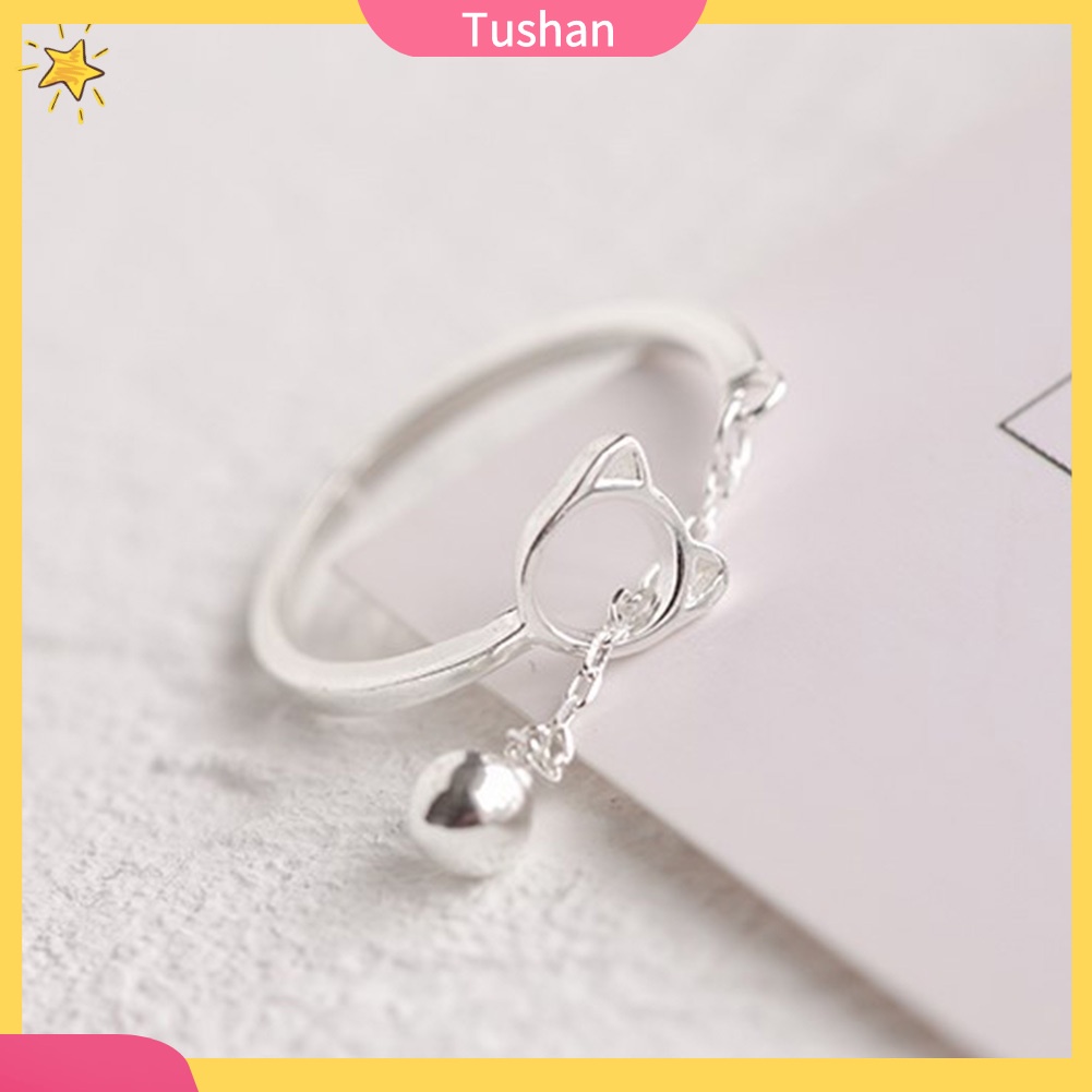 Nhẫn Hợp Kim Hình Mèo Có Chuông Xinh Xắn