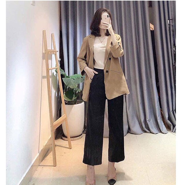 [HÀNG LOẠI 1] Áo vest blazer nữ màu nâu tây hai lớp chất trượt thái dư xịn (Thời trang công sở VIP) (Cam kết hàng y hình