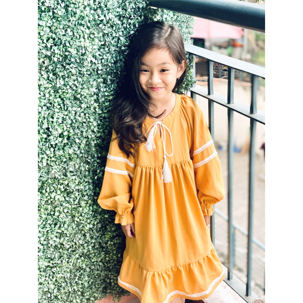 Váy Bé Gái Emily Màu Vàng Phong Cách Boho BEBAE KIDSWEAR