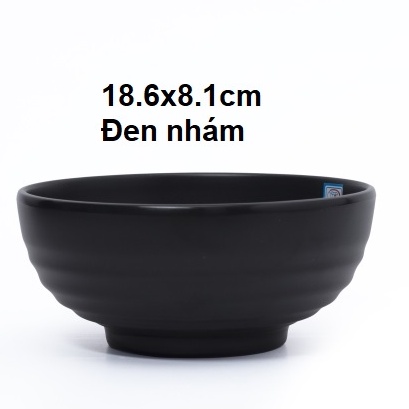 Bộ 10 tô tròn đựng phở,bún nhựa Melamine nhám đen Size 18.6x8.1cm