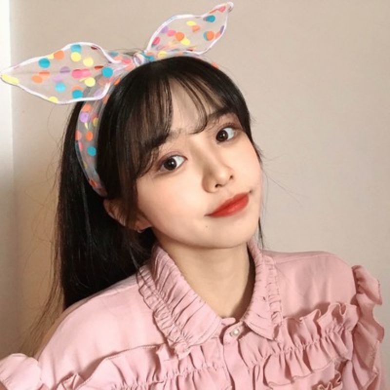 bờm tóc chấm bi kẹp tóc sét 3 họa tiết cho chị em phụ nữ phong cách hàn xẻng