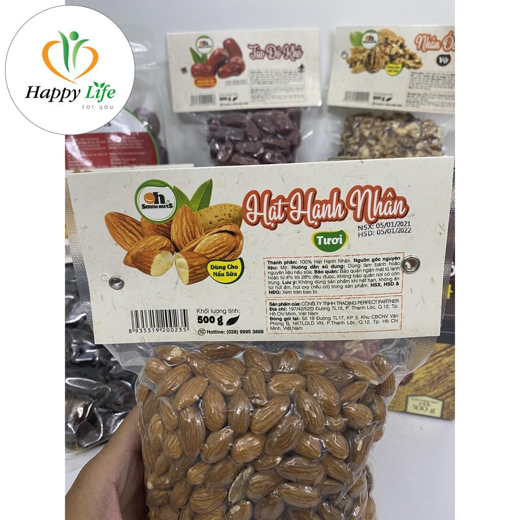 Hạnh nhân mỹ tách vỏ tươi túi 500g - nhập khẩu Mỹ - Happy Life for You