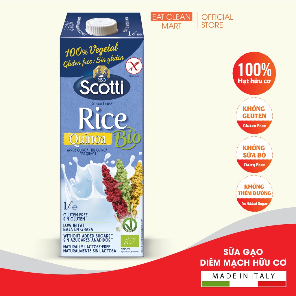 Sữa Gạo Hữu Cơ Hạt Diêm Mạch Riso Scotti - ORGANIC Bio Rice Quinoa Drink - 1L