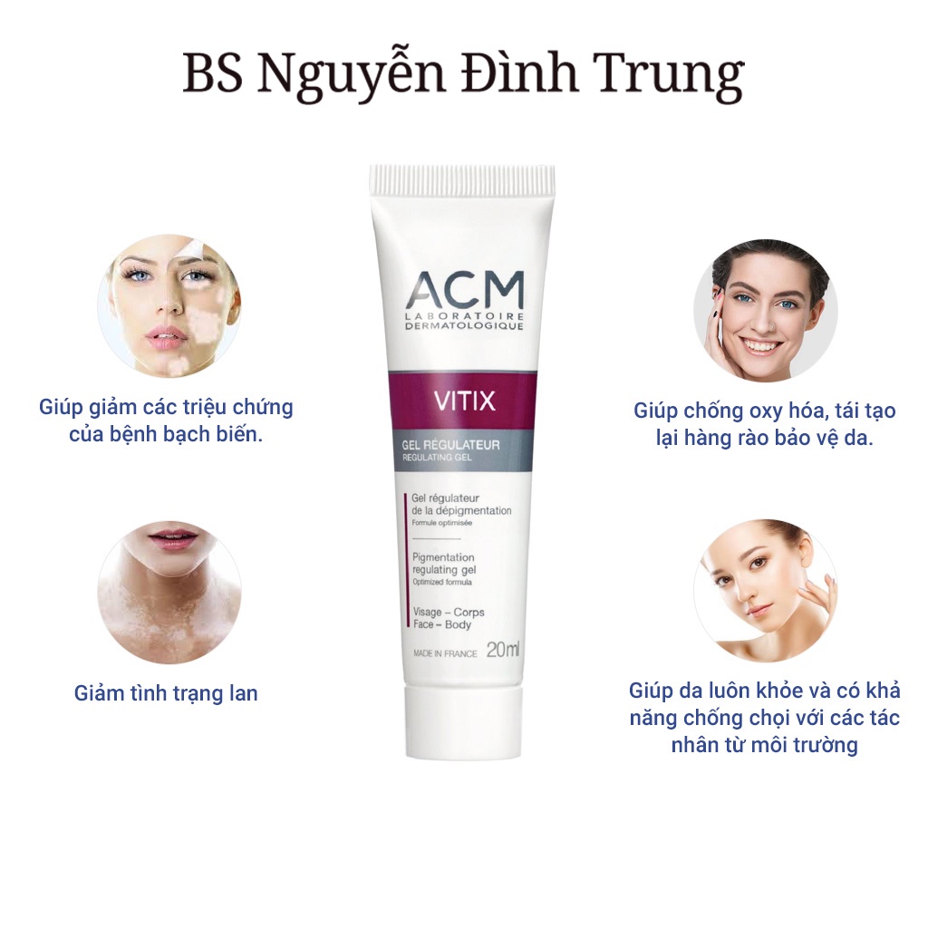 ACM Vitix Regulating, Gel Bôi Ngăn Ngừa Bạch Biến Vitix Regulating Gel 20ml - BS Nguyễn Đình Trung