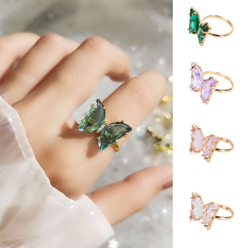 Nhẫn Hình Bướm Đính Đá Zircon Sang Trọng