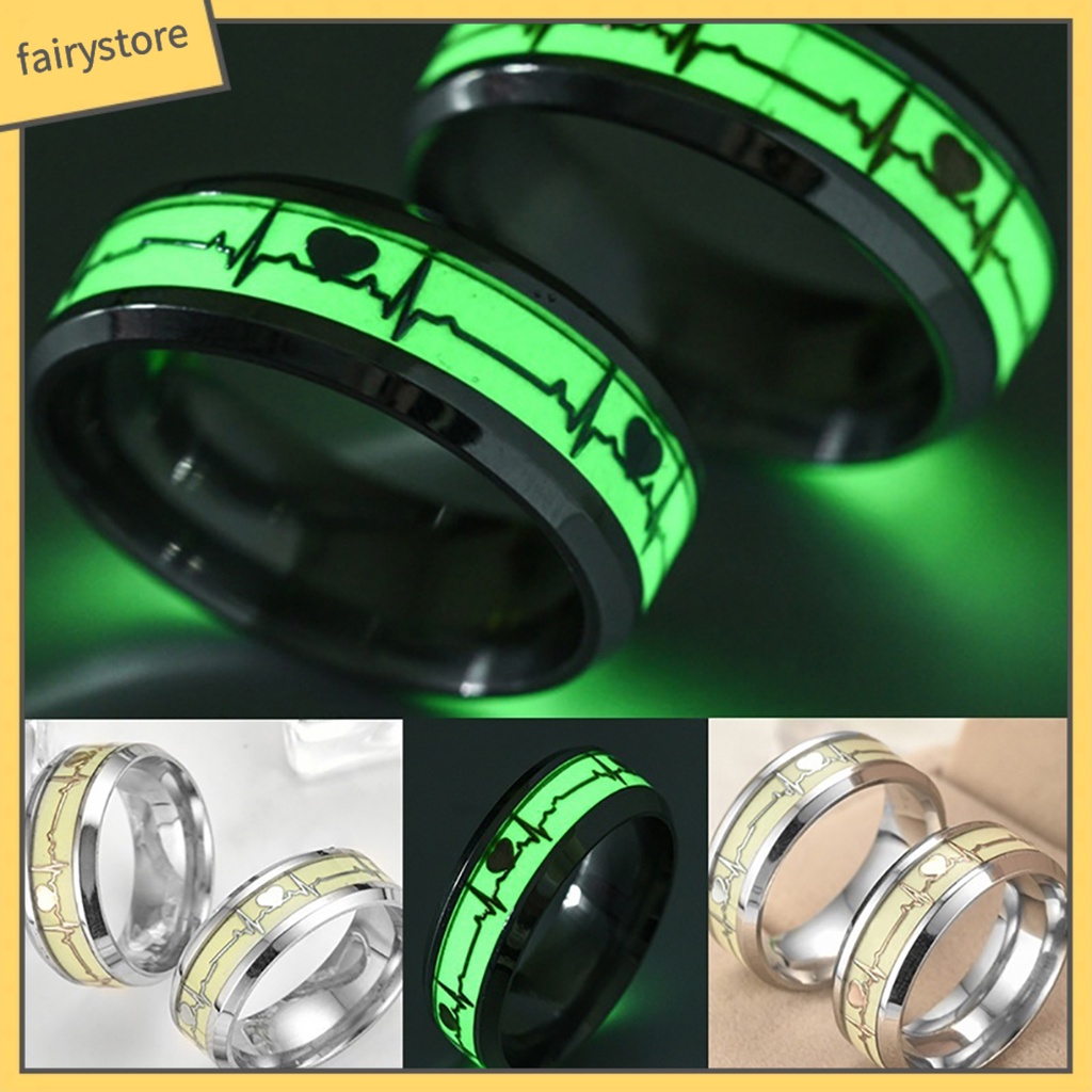 Nhẫn Thép Không Gỉ Họa Tiết Điện Tâm Đồ Dạ Quang