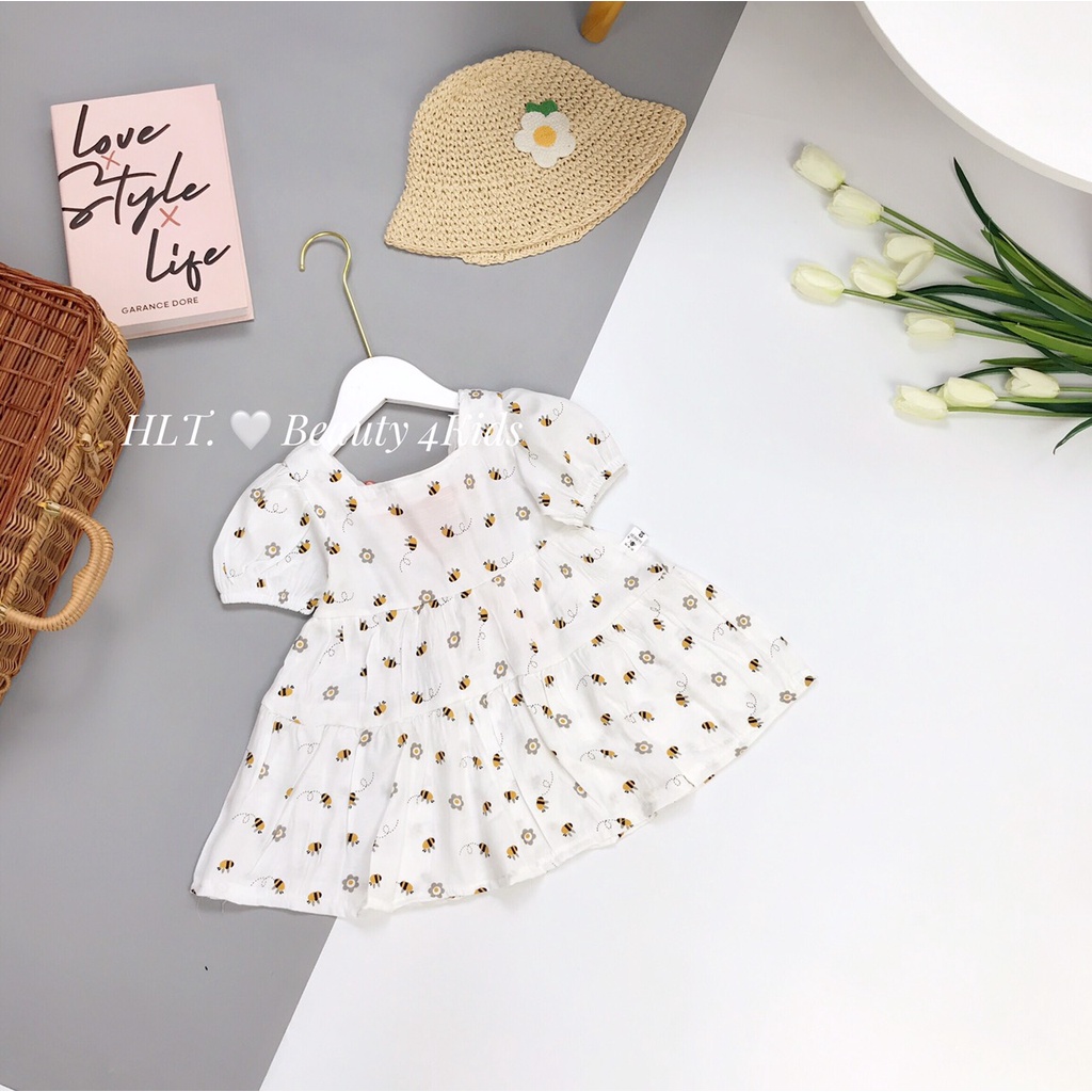 Váy bé gái đầm mùa hè cho bé vải đũi mềm mịn vải thô thoáng mát bao chất hàng thiết kế phom dáng đẹp váy cho bé