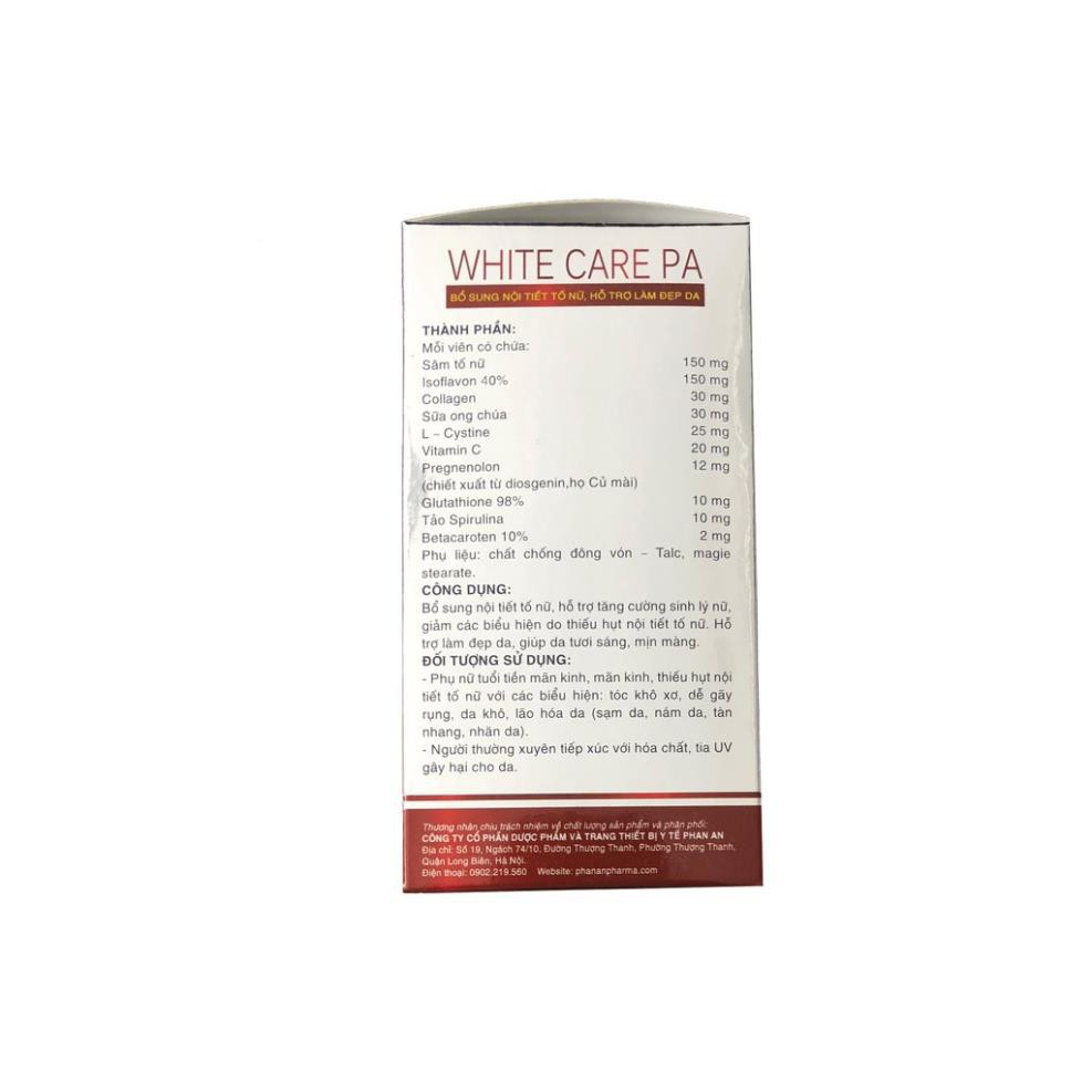 White Care Pa - Giúp bổ sung nội tiết tố nữ, tăng cường sinh lý nữ, làm . Hỗ trợ làm đẹp da, giúp da tươi sáng, mịn màng