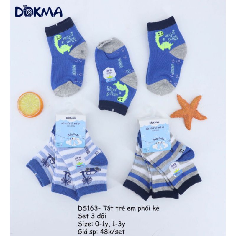 Set 3 đôi tất trẻ em Dokma cho bé 0-8 tuổi (giao màu ngẫu nhiên)