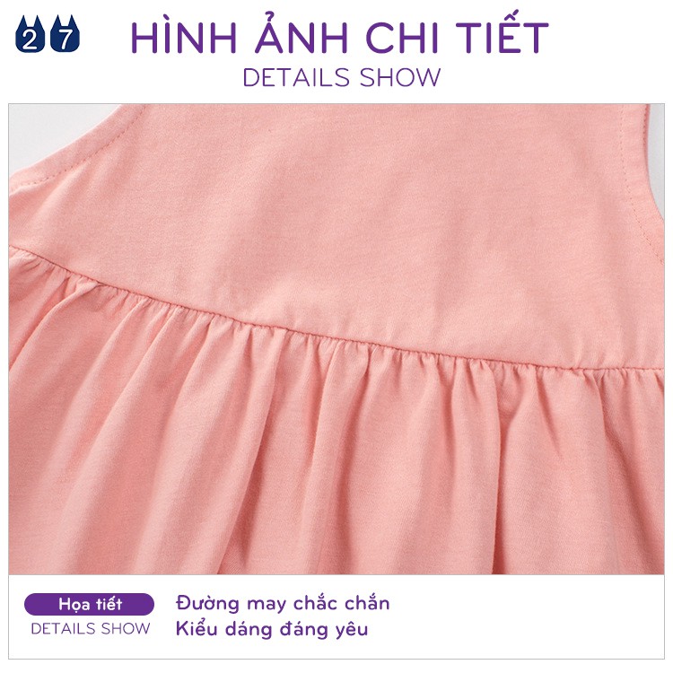 Váy sát nách bé gái 27HOME váy trơn cho bé chất cotton hàng xuất Âu Mỹ