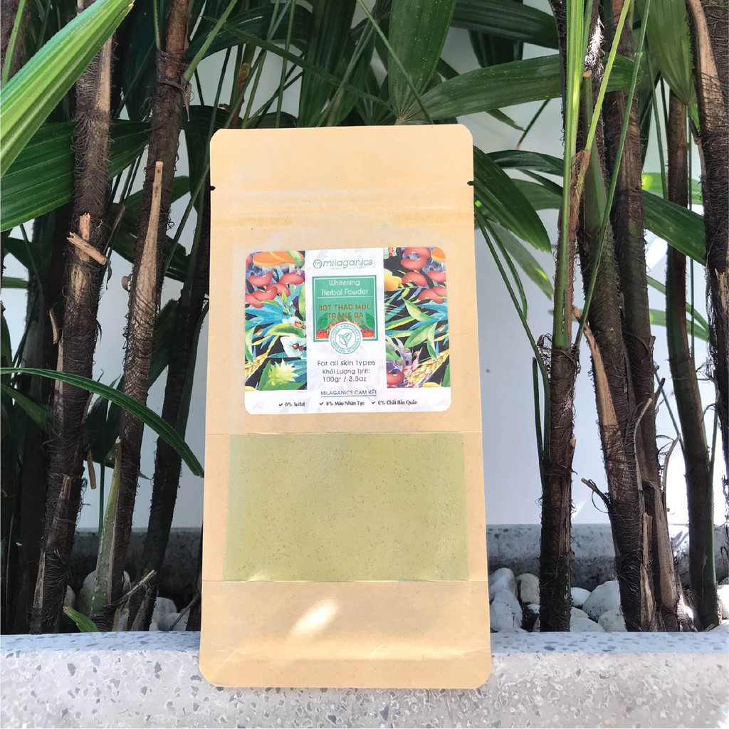 Bột Thảo Mộc Nguyên Chất Đắp Mặt Nạ Dưỡng Trắng Da, Ngừa Thâm MILAGANICS 100g (Túi Kraft) | BigBuy360 - bigbuy360.vn