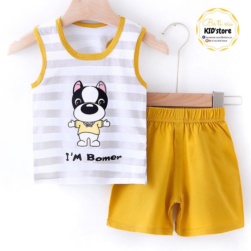 [Hàng QC] Bộ cộc ba lỗ 100% cotton bé trai bé gái