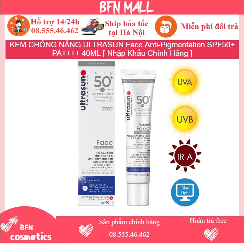 KEM CHỐNG NẮNG ULTRASUN Face Anti-Pigmentation SPF50+ PA++++ 40ML [ Nhập Khẩu Chính Hãng ]