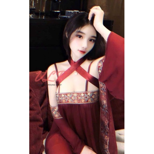 _DN83_bộ cosplay váy ngủ kèm choàng phong cách trung hoa sexy