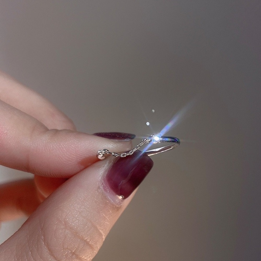 Nhẫn Đính Đá Zircon Dạng Hở Phong Cách Hàn Quốc Đơn Giản Cho Nữ