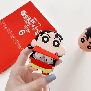 Vỏ bảo vệ hộp sạc tai nghe Bluetooth Apple Airpods bằng silicone mềm hình Shin dễ thương