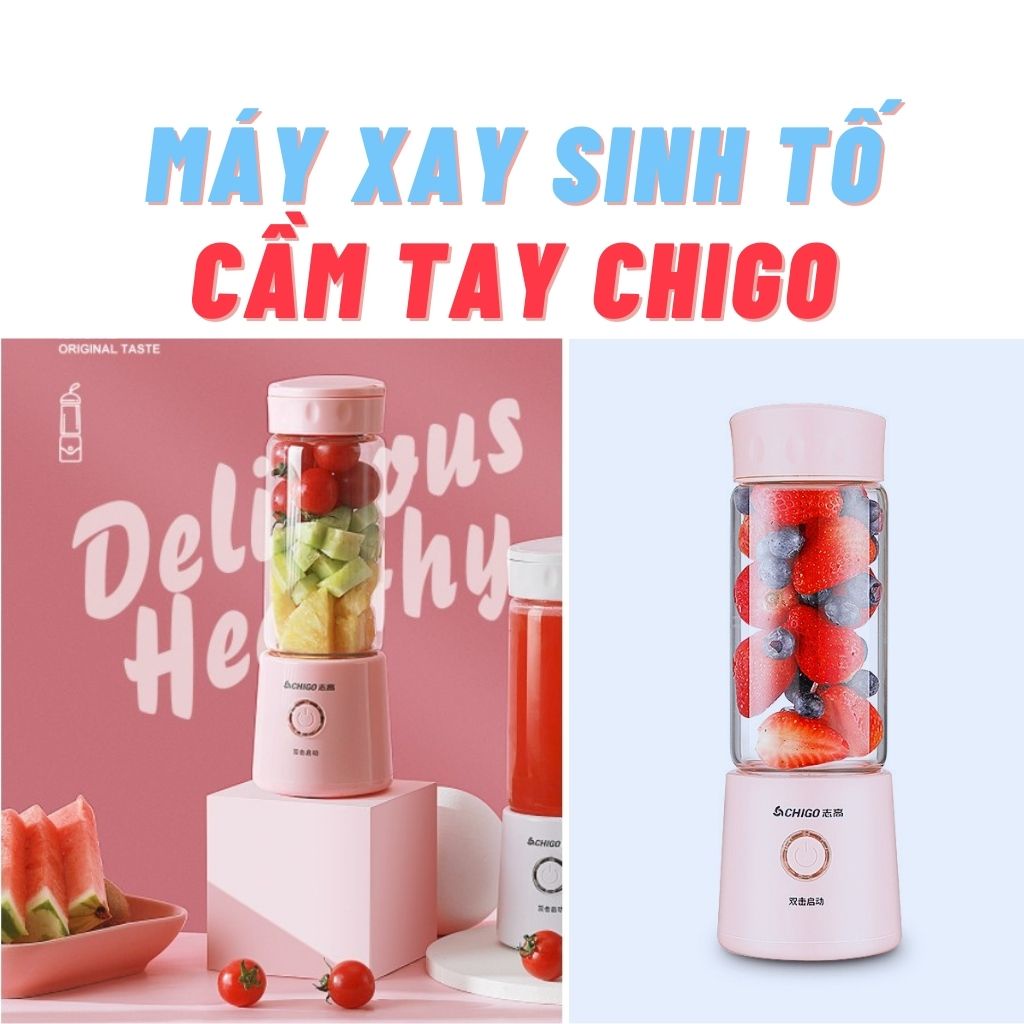 [BH 6 THÁNG] Máy xay sinh tố cầm tay mini, máy say cầm tay đa năng 6 lưỡi sạc pin chính hãng CHIGO cao cấp