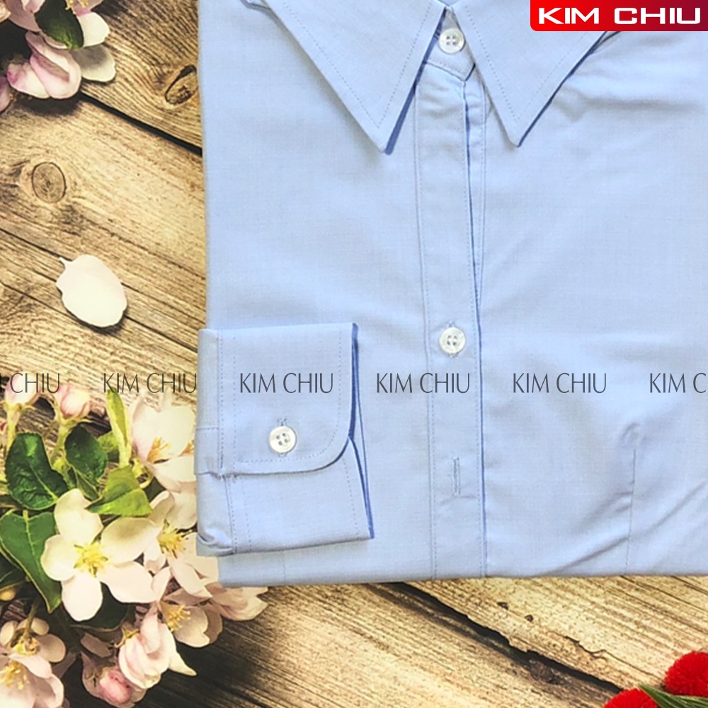 Áo Sơ Mi Nữ Công Sở KIM CHIU Form Mai An Cao Cấp Màu Xanh Tay Dài Vải Sợi Tre Siêu Thoáng Đẹp Ít Nhăn Co Giãn Tốt SMTD02