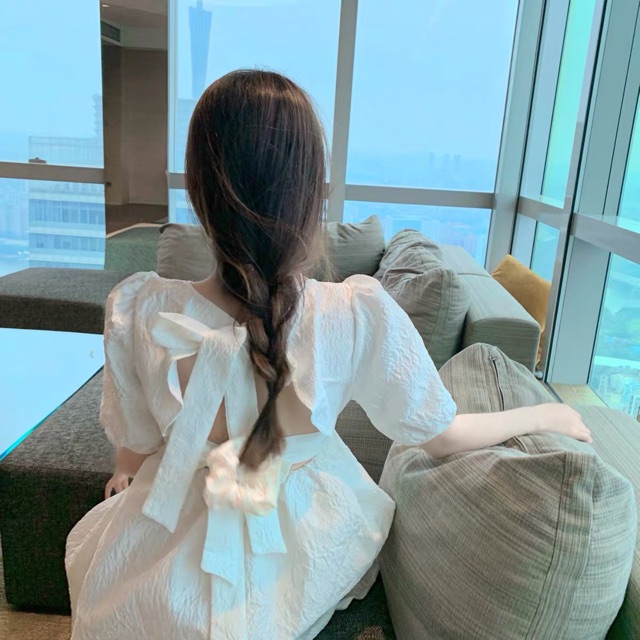 [SẴN] [Có ảnh thật] Đầm babydoll Lollita tay phồng thắt nơ sau lưng SAM SAM BOUTIQUE | BigBuy360 - bigbuy360.vn