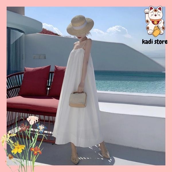 (ORDER) VÁY MAXI TRẮNG HAI DÂY DÁNG DÀI CHẤT VOAN NHẸ NHÀNG