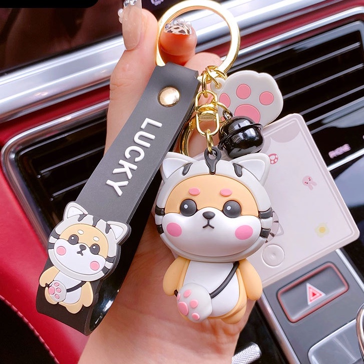 Móc khóa gắn hình cún Shiba hoạt hình đáng yêu