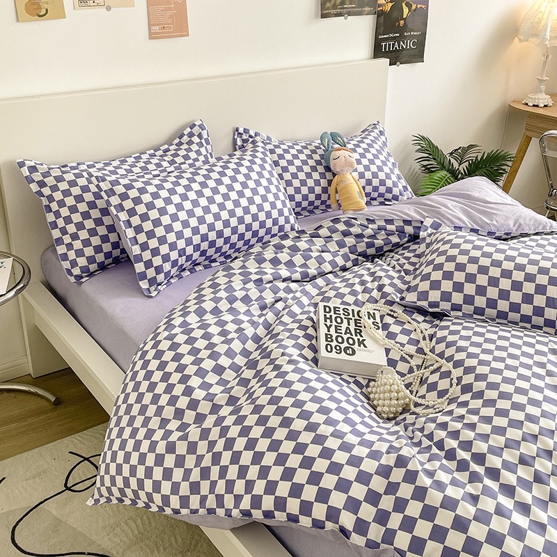 Bộ chăn ga gối poly cotton: hoạ tiết bàn cờ hot trend | BigBuy360 - bigbuy360.vn