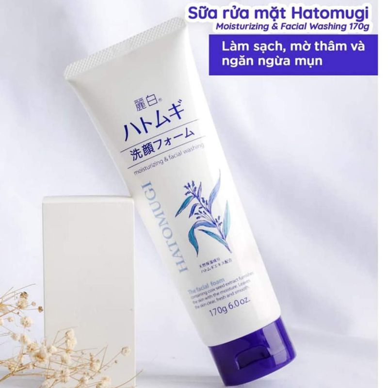 Sữa Rửa Mặt Ý Dĩ Hatomugi Dưỡng Ẩm, Trắng Da Moisturizing &amp; Facial Washing 170g