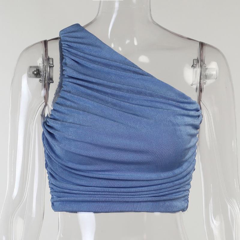 Áo Tank Top Một Dây Lệch Tà Màu Trơn Thời Trang Cá Tính Cho Nữ